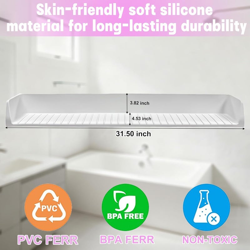XHMAXE Longer Bath Tub Splash Guard for Kids,Silicone Bath Toy Holder for Bathtub,Bath Tub Play Shelf,Prevent Water Spills in Bathroom,Fun-Filled Bath Time for Toddlers(Grey) Including Free Bonuses - Image 2